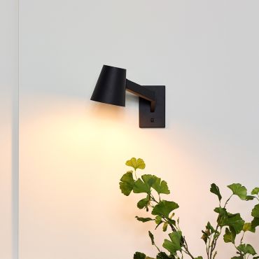 SHOWROOMMODEL - Lucide Mizuko - wandlamp met schakelaar - 36 x 13 x 32 cm - zwart
