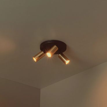 Lucide Ritmo - opbouwspot 3L - Ø 18 x 11,1 cm - zwart met goud