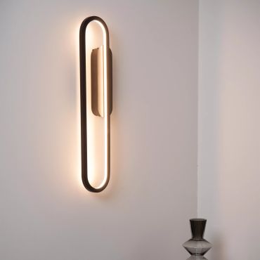 Lucide Thelma - wandlamp - 12 x 5,6 x 60 cm - 22W dimbare LED incl. - zwart