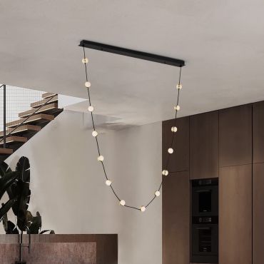Nova Luce Alcinoe - hanglamp - 10 x 160 x 127 cm - 46W dimbare LED incl. - mat zwart en goud