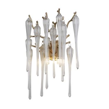 Searchlight Heritage - wandverlichting - 25 x 42 cm - goud en transparant
