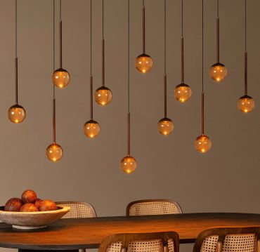 Lucide Calina - hanglamp - 143,2 x 35 x 169,3 cm - 12 x 7W dimbare LED incl. - instelbare lichtkleur - koffie