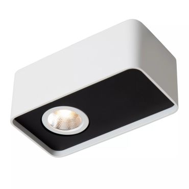 Lucide Angular - plafondspot - 13 x 7 x 5 cm - 6W dimbare LED incl. - wit met zwart