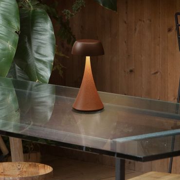 Nova Luce Ycro - oplaadbare tafellamp buiten - Ø 8 x 17,5 cm - 2W dimbare LED incl. - IP54 - corten