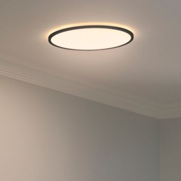 Nordlux Oja - badkamer plafondverlichting - Ø 42,4 x 2,3 cm - 3 stappen Moodmaker SceneSelect functie (3000K-4000K) - 19W LED incl. - IP54 - zwart