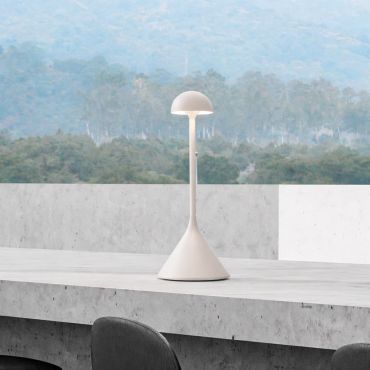 Nova Luce Dalt - oplaadbare tafellamp buiten - Ø 9,5 x 25 cm - 1W dimbare LED incl. - IP54 - zandwit