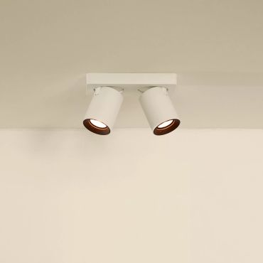 Lucide Nigel - opbouwspot - 20 x 10 x 11,3 cm - 2 x 5W dimbaar incl.- dim tot warm - wit