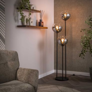 Vico Bubble Shaded 3L - vloerlamp - Ø 46 x 162 cm - zwart