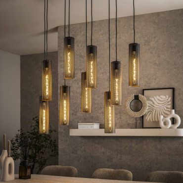 Vico Tube Mesh - hanglamp - 100 x 30 x 150 cm - zwart