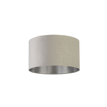 Searchlight Drum Shade - lampenkap - Ø 45 x 26 cm - lichtgrijs en geborsteld zilver
