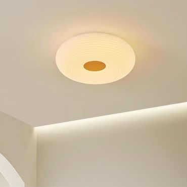 VK Lighting Oak - plafondlamp - Ø 50 x 18 cm - 40W dimbare LED incl. - wit houtnerf