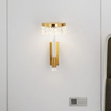 Nova Luce Bion - wandlamp - Ø 14,8 x 28 cm - 8W LED incl. - messing goud