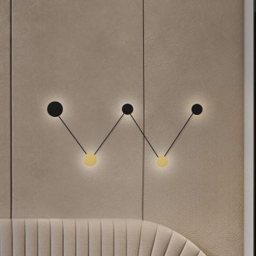 Nova Luce Ark - wandlamp - 150 x 63 x 9,5 cm - 34W LED incl. - zandzwart en goud