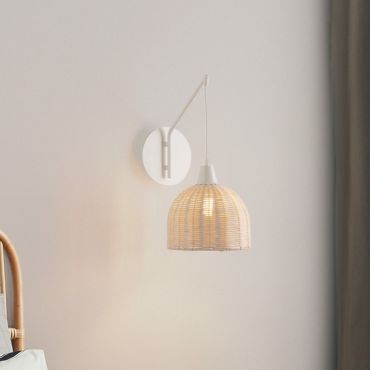 Nova Luce Fado - wandlamp - Ø 20,5 x 40 cm - natuurlijk rotan