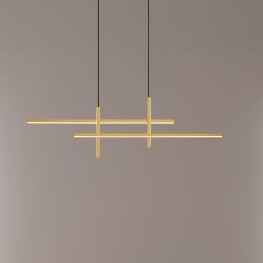 Nova Luce Antama - hanglamp - 120 x 150 x 5 cm - 43W dimbare LED incl. - zandzwart en goud