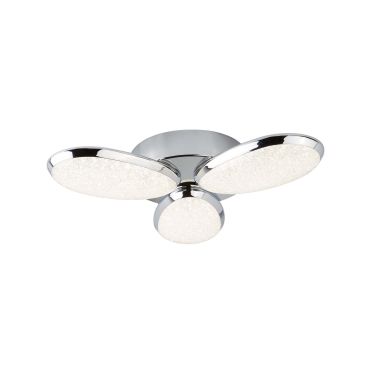 Searchlight Lori - plafondverlichting - Ø 44 x 9 cm - 24W dimbare LED incl. - chroom en wit