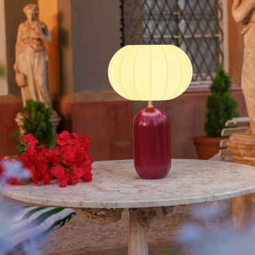 New Garden Rachel 45 - oplaadbare tafellamp op zonne-energie en op batterijen met afstandsbediening - Ø 27,9 x 44,3 cm - RGB + wit 5W LED incl. - IP65 - bordeauxrood