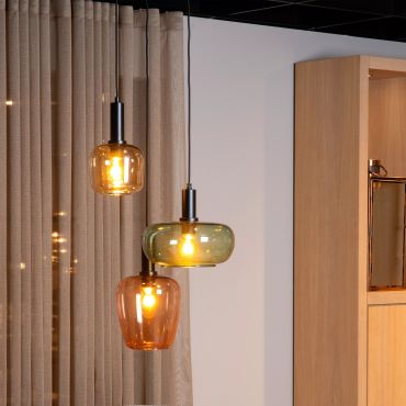 Lucide Ilona - hanglamp 3L - Ø 51 x 174 cm - zwart en multicolor