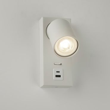 Projectlight Phoebe - opbouwspot met usb-poort - 11,5 x 16 x 7 cm - wit