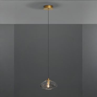 Nova Luce King - hanglamp - Ø 16 x 200 cm - goud en transparant