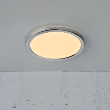 Nordlux Oja - badkamer plafondverlichting - Ø 30 x 2,5 cm - 3 stappen Moodmaker SceneSelect functie (3000K-4000K) - 14,5W LED incl. - IP54 - chroom