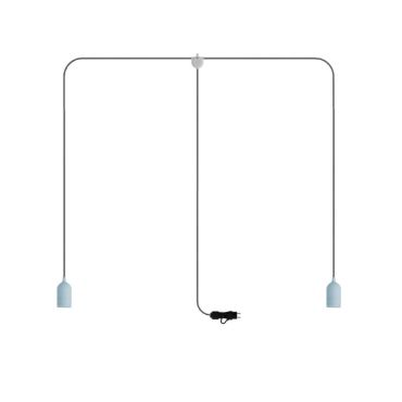Creative Cables Eiva T-snake - draagbare lichtslinger -  1,8 meter totale lengte - 2 x Eiva E27 fitting met siliconen kabelhouder - IP65 - zacht blauw