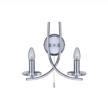 Searchlight Ascona - wandverlichting met trekschakelaar - 30 x 29 cm - chroom
