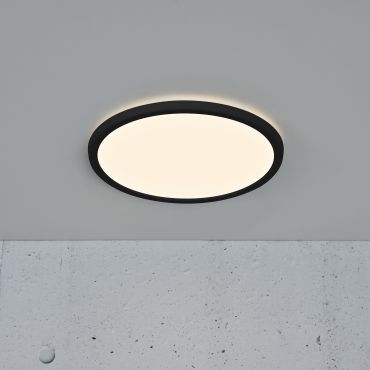 Nordlux Oja - badkamer plafondverlichting - Ø 29,4 x 2,3 cm - 3 stappen Moodmaker SceneSelect functie (3000K-4000K) - 14,5W LED incl. - IP54 - zwart