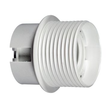 VK Lighting - E27 thermoplast fitting met schroefdraad &amp; flens - Ø 4,0 x 4,5 cm - wit