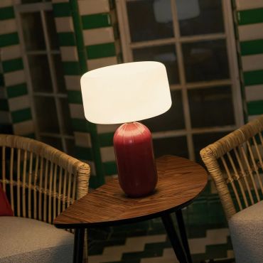 New Garden Phoebe 45 - oplaadbare tafellamp op zonne-energie en op batterijen met afstandsbediening - Ø 27,8 x 40,7 cm - RGB + wit 5W LED incl. - IP65 - bordeauxrood