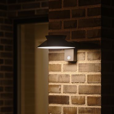 Nordlux Justina - buiten wandverlichting op zonne-energie met bewegingsmelder - 28,5 x 23 x 14,5 cm - 5W LED incl. - IP44 - antraciet