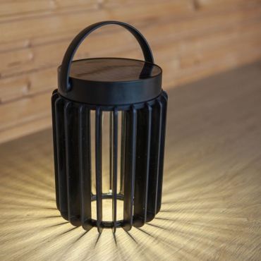 Lutec Kozy - buiten tafellamp op zonne-energie  - Ø 13,7 x 18,6 cm - 2,8W LED incl. - IP44 - zwart