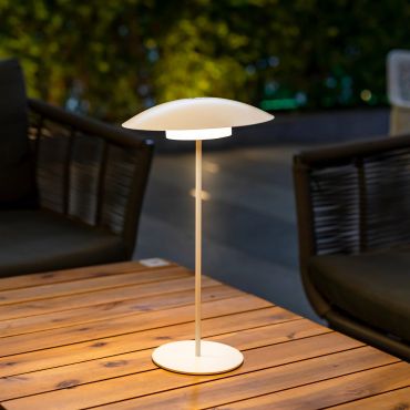 New Garden Sardinia 40 - oplaadbare tafellamp - Ø 22 x 40 cm - 6W dimbare LED incl. - IP44 - wit