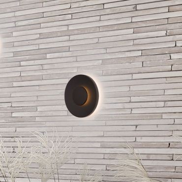 Nova Luce Cico - buiten wandverlichting - Ø 24 x 4,8 cm - 12W LED incl. - IP65 - zandzwart