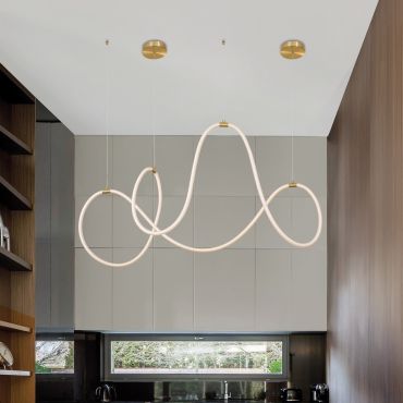 Nova Luce Cerelia - hanglamp - 150 x 60 x 120 cm - 57W dimbare LED incl. - messing goud en wit
