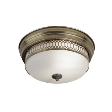 Searchlight Edinburgh - plafondlamp badkamer - Ø 35 x 16 cm - IP44 - antiek messing