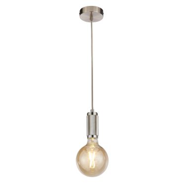 Searchlight - hanglamp - Ø 10 x 300 cm - satijn zilver en zwart