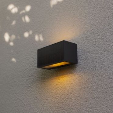Lutec Inka - hybride buiten wandlamp - 18 x 8 x 8,9 cm - 9W LED incl. - IP44 - donker grijs