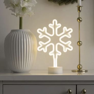 SHOWROOMMODEL - Konstsmide kerstverlichting - neonsneeuwvlok op batterijen - 21,5 x 10 x 31 cm - wit