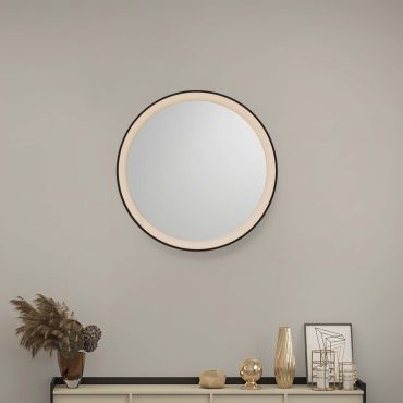Nova Luce Onar - spiegel met verlichting - Ø 58 x 6 cm - 21W LED incl. - zandzwart