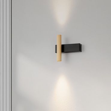 Nova Luce Paron - wandlamp - 5,5 x 15 x 15 cm - 6W LED incl. - zandzwart en goud