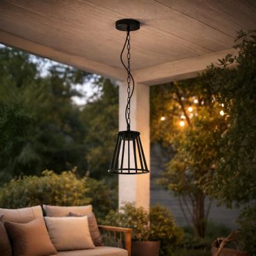 Nova Luce Carina - buiten hanglamp - Ø 18 x 150 cm - 6W LED incl. - IP65 - zandzwart