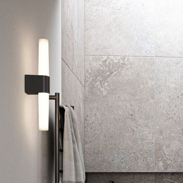 Nordlux Helva Double Basic - wandverlichting - 10,6 x 5,7 x 42,5 cm - 9W LED incl. - IP44 - zwart