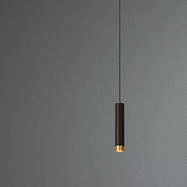 Lucide Floris - hanglamp - Ø 5,9 x 182 cm - zwart en messing