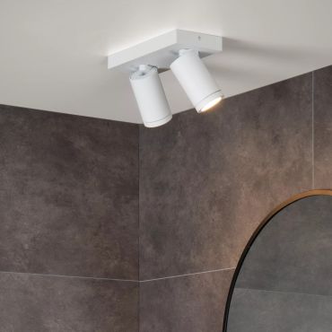 Lucide Taylor - opbouwspot 2L - 24 x 10 x 12,5 cm - 2 x 5W dimbare LED incl. - dim to warm - IP44 - wit