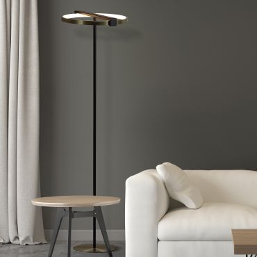 Searchlight Aerial - vloerlamp - 38 x 129 cm - 3 stappen dimbaar - 23W LED incl. - zwart en goud