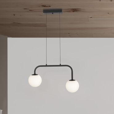Nova Luce Joline - hanglamp - 35 x 12,5 x 115 cm - 16W LED incl. - zand zwart en opaal wit