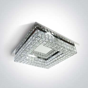 ONE Light Glass Stone Series - plafondverlichting - 42 x 42 x 10,5 cm - 24W LED incl. - chroom