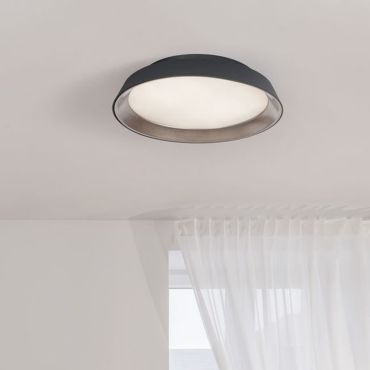 Nova Luce Vela - plafondlamp - Ø 45 x 9,5 cm - 30W dimbare LED incl. - zandzwart en koffie