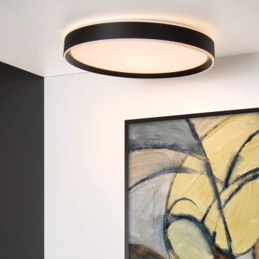 Lucide Nuria - plafondverlichting - Ø 50 x 7,5 cm - 36W LED incl. - 3 stappen dimbaar - zwart